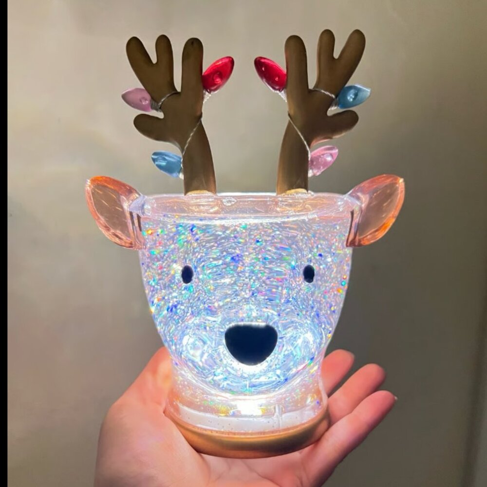 Bath and Body Works BBW Reindeer Light Up Glitter Globe Christmas Candle Holder